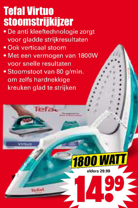 Tefal   stoomstrijkijzer folder aanbieding bij  Dirk - details