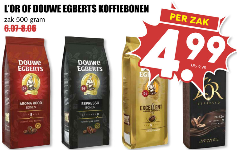 Douwe Egberts L Or   koffiebonen folder aanbieding bij  MCD Supermarkt Basis - details