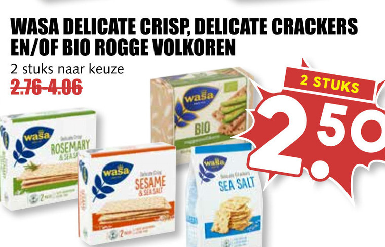 Wasa   crackers folder aanbieding bij  MCD Supermarkt Basis - details