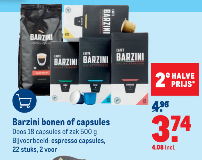 Barzini   koffiecups, koffiebonen folder aanbieding bij  Makro - details