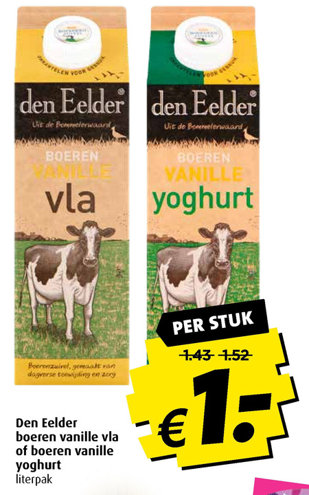 Den Eelder   yoghurt, vla folder aanbieding bij  Boni - details