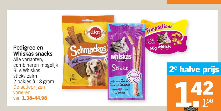 Pedigree   hondensnacks, kattensnacks folder aanbieding bij  Albert Heijn - details