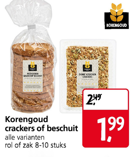 Korengoud   crackers, beschuit folder aanbieding bij  Jan Linders - details