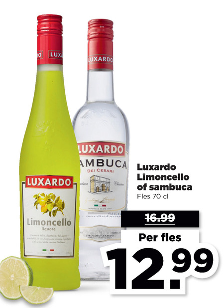 Luxardo   sambuca, limoncello folder aanbieding bij  Plus - details