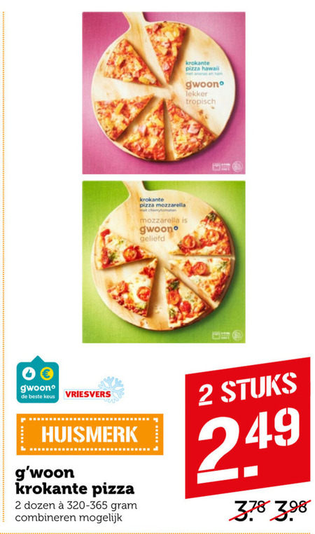 Gwoon   diepvriespizza folder aanbieding bij  Coop - details