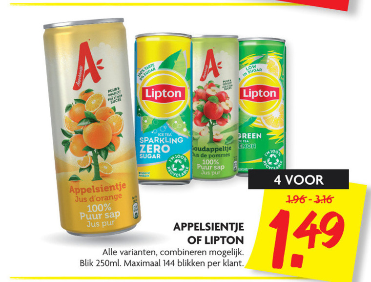 Lipton   fruitdrank, ice tea folder aanbieding bij  Dekamarkt - details