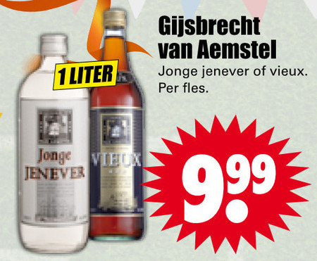 Gijsbrecht van Aemstel   vieux, jenever folder aanbieding bij  Dirk - details