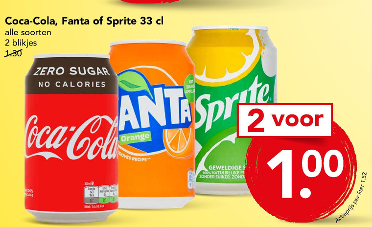 Sprite   frisdrank, cola folder aanbieding bij  Deen - details