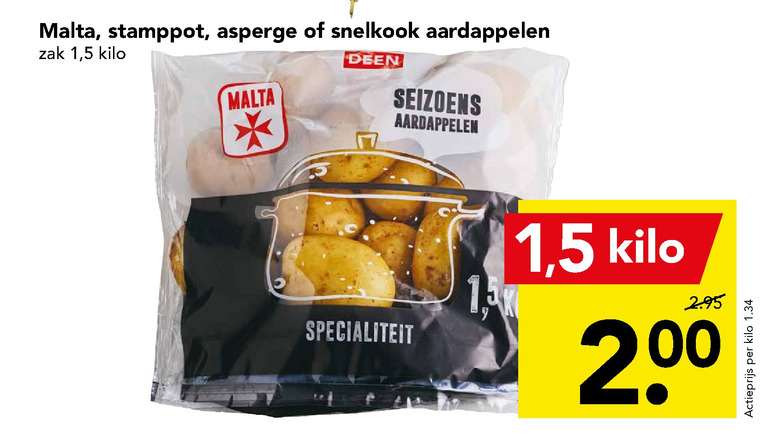 Malta   aardappelen folder aanbieding bij  Deen - details