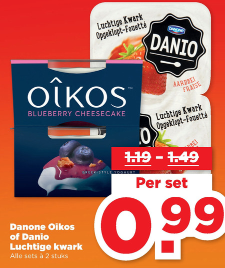 Danone Oikos   vruchtenyoghurt, kwark folder aanbieding bij  Plus - details