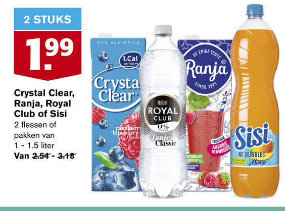 Crystal Clear   fruitdrank, frisdrank folder aanbieding bij  Hoogvliet - details