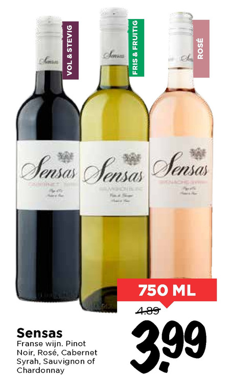 Sensas   rose, witte wijn folder aanbieding bij  Vomar - details