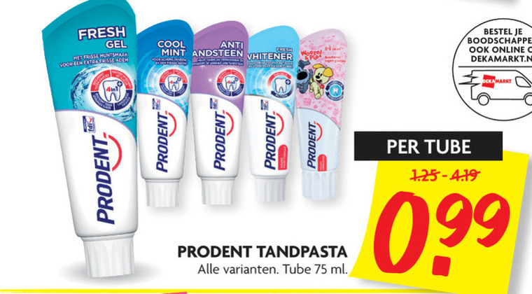 Prodent   tandpasta folder aanbieding bij  Dekamarkt - details