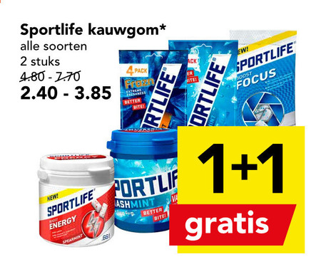 Sportlife   kauwgom folder aanbieding bij  Deen - details