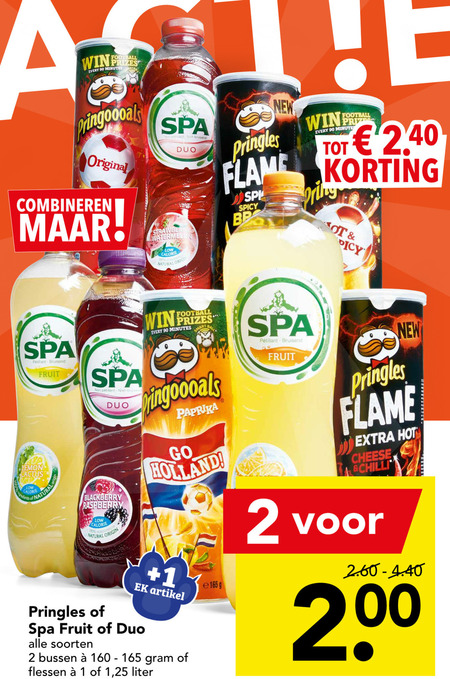 Pringles   fruitdrank, chips folder aanbieding bij  Deen - details