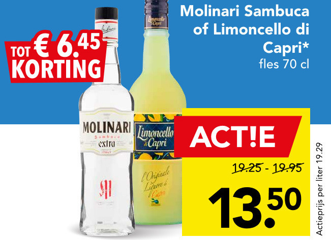 Molinari   limoncello, sambuca folder aanbieding bij  Deen - details