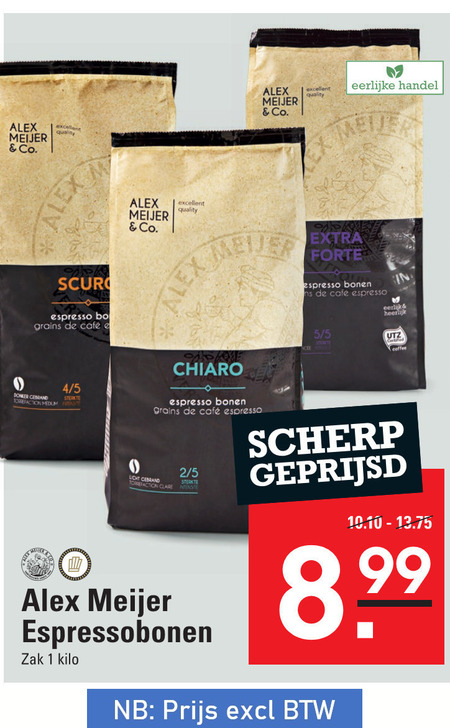 Alex Meijer   koffiebonen folder aanbieding bij  Sligro - details