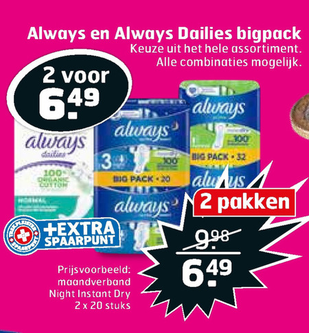 Always   inlegkruisjes, maandverband folder aanbieding bij  Trekpleister - details