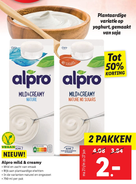 Alpro   soja yoghurt folder aanbieding bij  Lidl - details