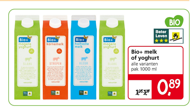 Bio Plus   karnemelk, melk folder aanbieding bij  Jan Linders - details