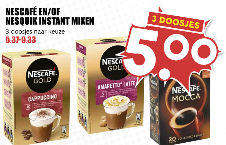 Nesquik   chocolademelk, oploskoffie folder aanbieding bij  MCD Supermarkt Basis - details