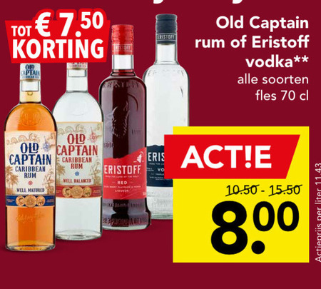 Old Captain   wodka, rum folder aanbieding bij  Deen - details