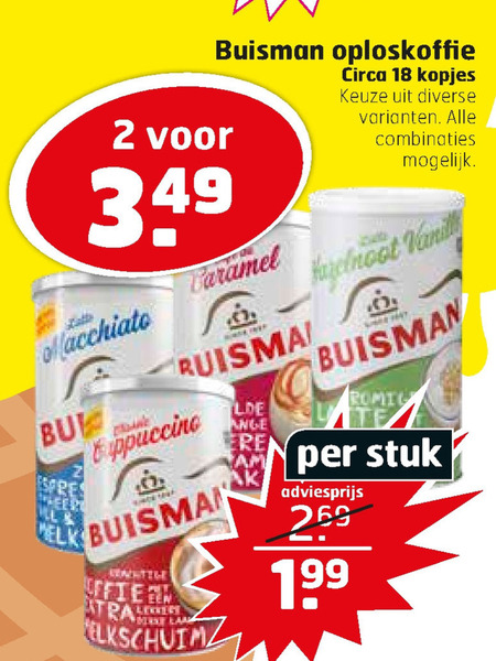 Buisman   oploskoffie folder aanbieding bij  Trekpleister - details