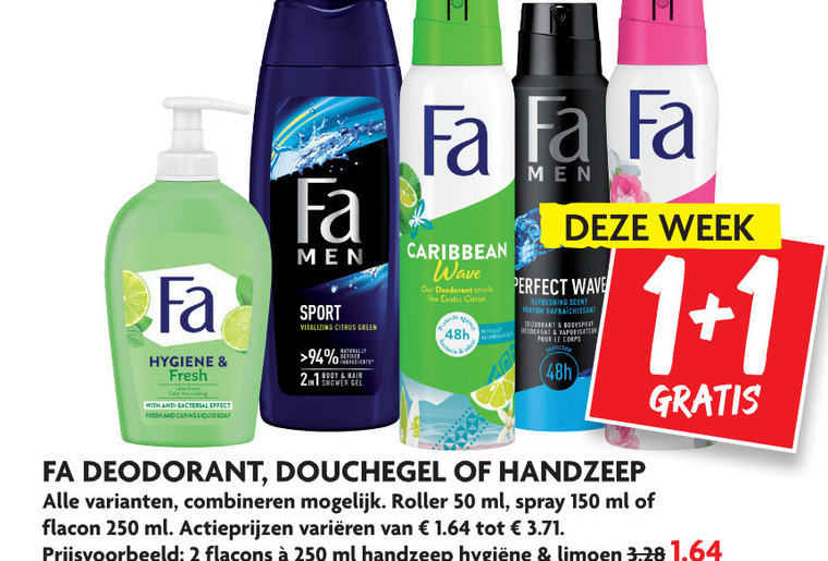 Fa   deodorant, douchegel folder aanbieding bij  Dekamarkt - details