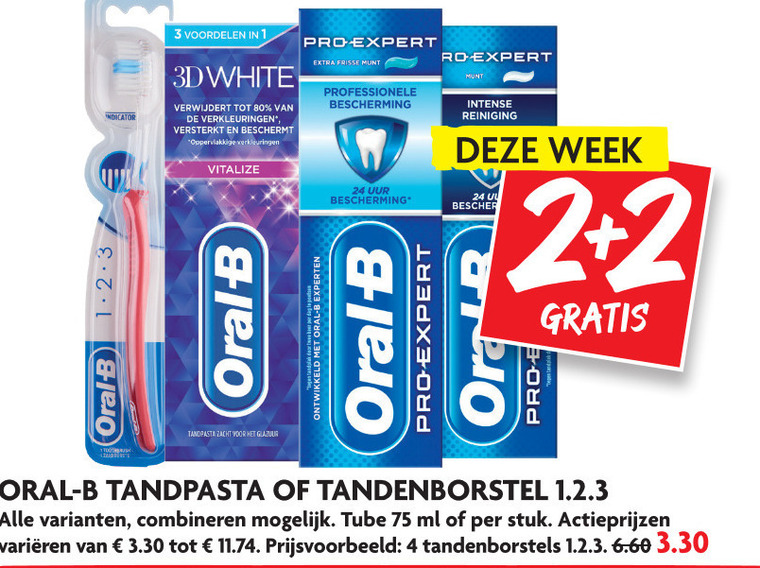 Oral-B   tandenborstel, tandpasta folder aanbieding bij  Dekamarkt - details