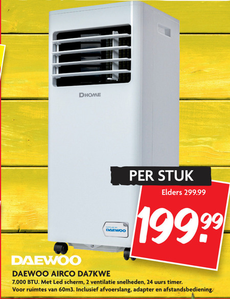 Daewoo   airconditioner folder aanbieding bij  Dekamarkt - details