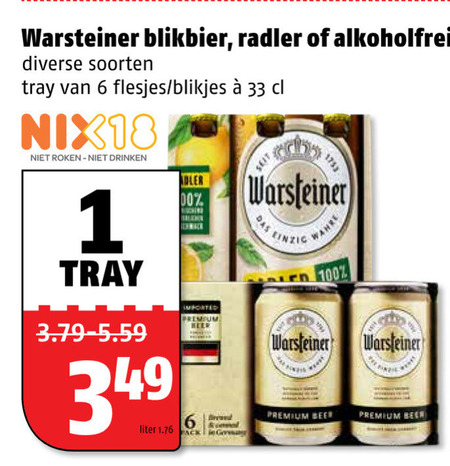 Warsteiner   radler bier, alcoholvrij bier folder aanbieding bij  Poiesz - details