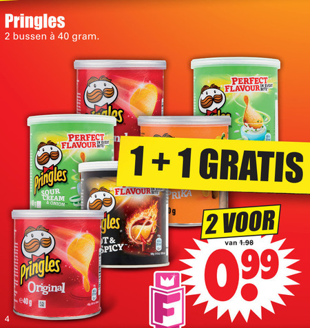 Pringles   chips folder aanbieding bij  Dirk - details