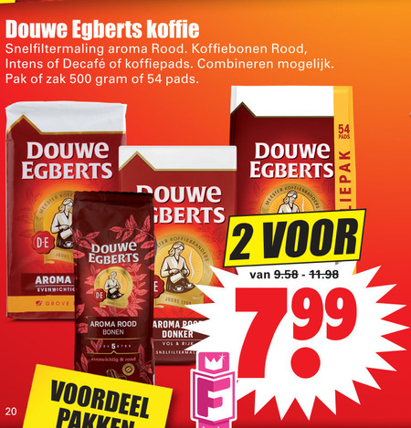 Douwe Egberts   koffie, koffiebonen folder aanbieding bij  Dirk - details