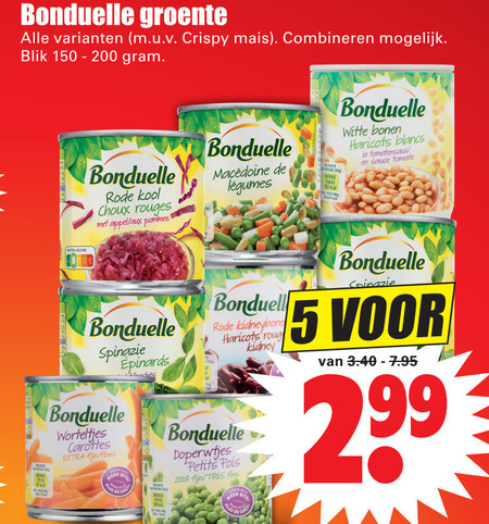 Bonduelle   groenteconserven folder aanbieding bij  Dirk - details