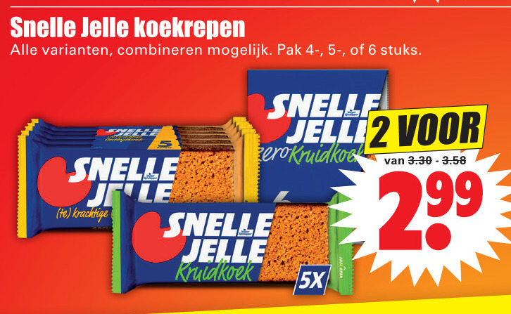 Snelle Jelle   ontbijtkoekreep folder aanbieding bij  Dirk - details