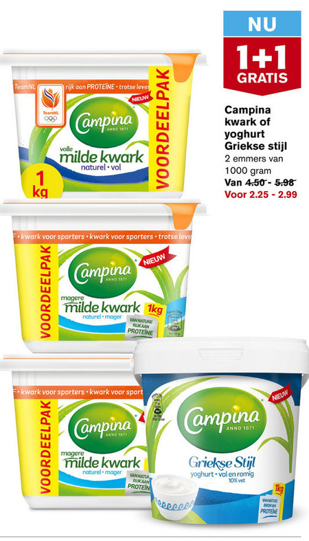 Campina   kwark, yoghurt folder aanbieding bij  Hoogvliet - details