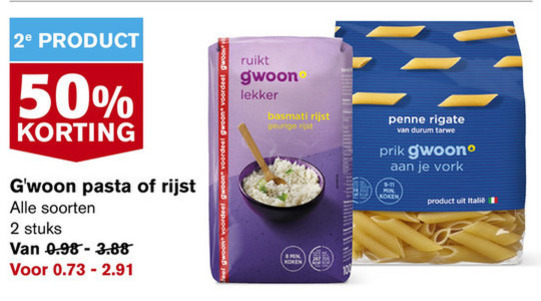 Gwoon   pasta, rijst folder aanbieding bij  Hoogvliet - details