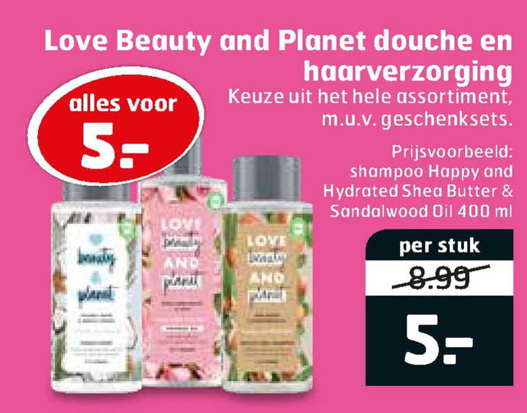 Love beauty and planet   haarverzorging, shampoo folder aanbieding bij  Trekpleister - details