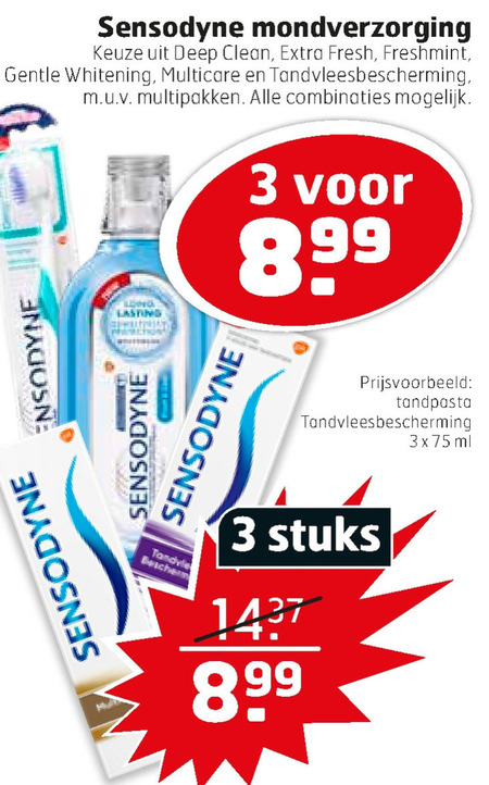 Sensodyne   tandenborstel, tandpasta folder aanbieding bij  Trekpleister - details