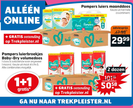 Pampers   luierbroekjes, luiers folder aanbieding bij  Trekpleister - details