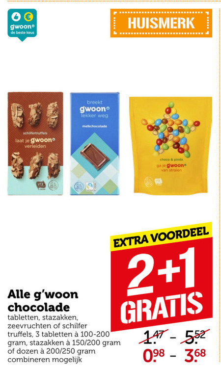 Gwoon   chocolade folder aanbieding bij  Coop - details