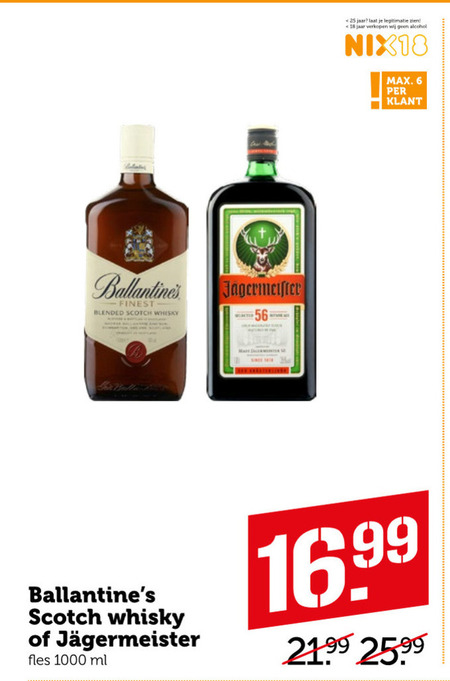 Jagermeister   kruidenbitter, whisky folder aanbieding bij  Coop - details