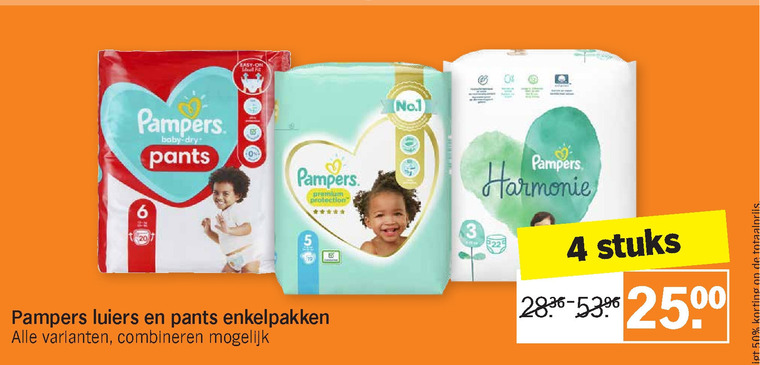 Pampers   luiers, luierbroekjes folder aanbieding bij  Albert Heijn - details