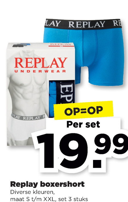 Replay   heren boxershort folder aanbieding bij  Plus - details