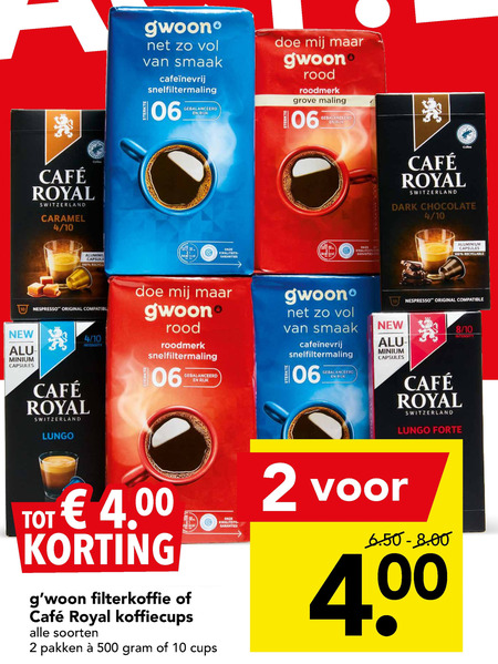 Gwoon   koffiecups, koffie folder aanbieding bij  Deen - details