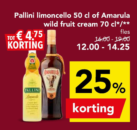 Pallini   likeur, limoncello folder aanbieding bij  Deen - details