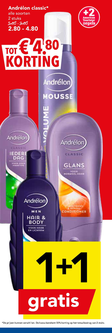 Andrelon   hairspray, shampoo folder aanbieding bij  Deen - details