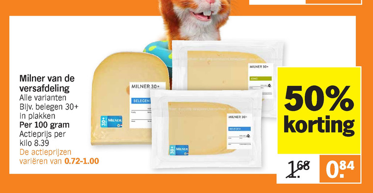 Milner   kaasplakken, kaas folder aanbieding bij  Albert Heijn - details