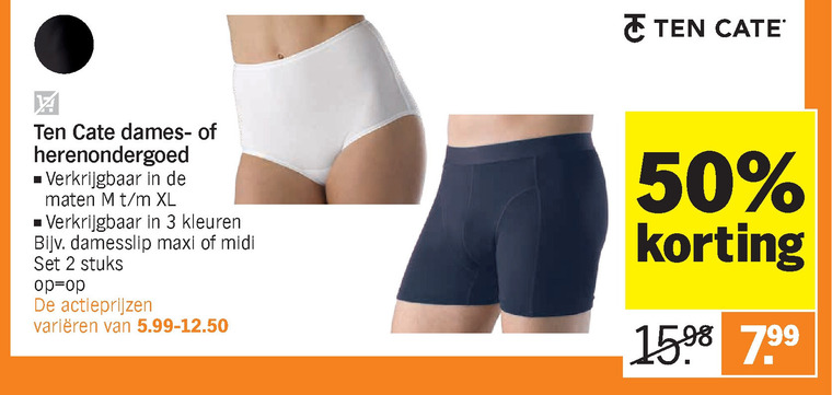 Ten Cate   damesslip, heren boxershort folder aanbieding bij  Albert Heijn - details