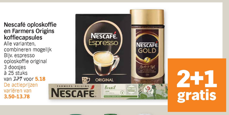 Nescafe   koffiecups, oploskoffie folder aanbieding bij  Albert Heijn - details
